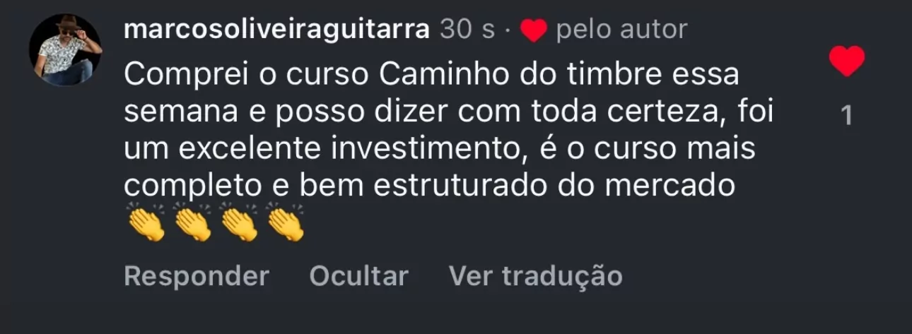Print real de depoimento de aluno 9
